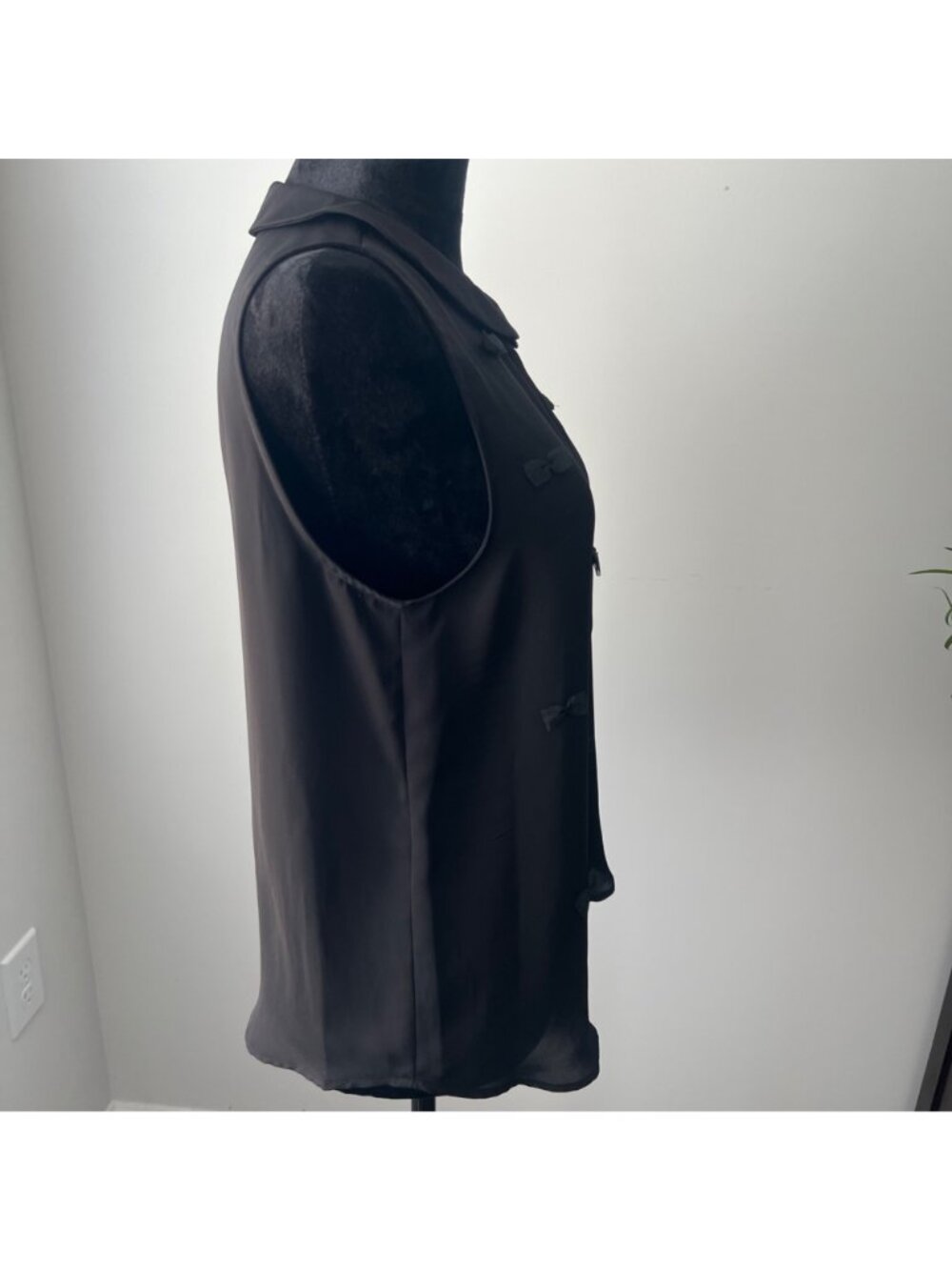 LC Lauren Conrad Black Chiffon Peter Pan Collar 3D Bow Blouse Coquette Medium - Picture 5 of 14